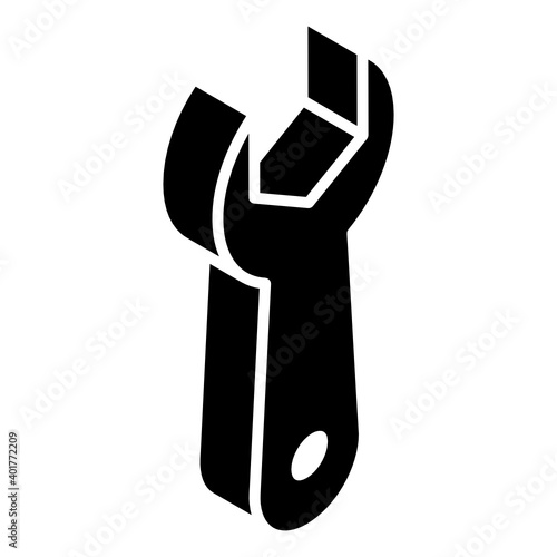 
A repairing spanner, glyph isometric icon
