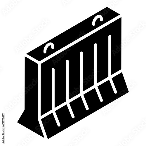 
Icon of a concrete barrier in glyph isometric design
