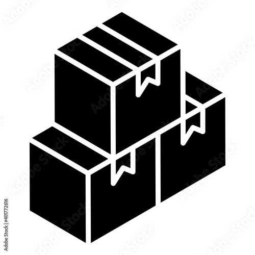 
Parcel boxes in glyph isometric icon
