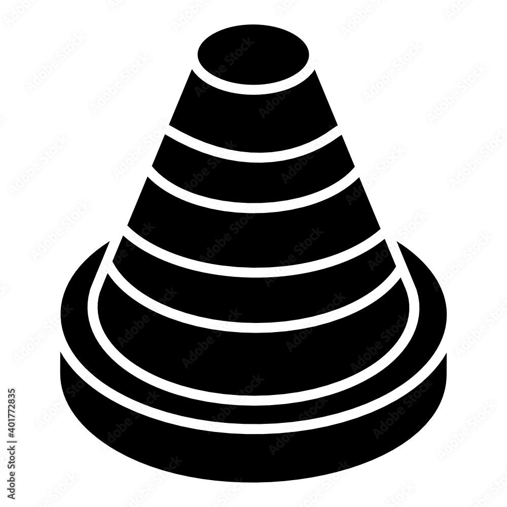 A road cone icon in glyph isometric design
A road cone icon in glyph isometric design
