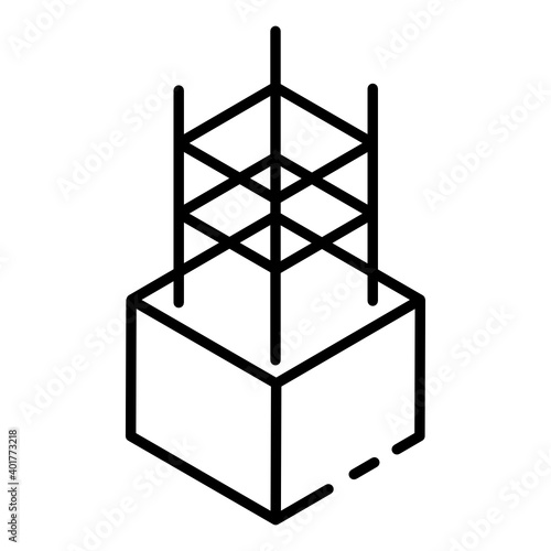 
Steel wires inside wall showing wall construction in glyph isometric icon
