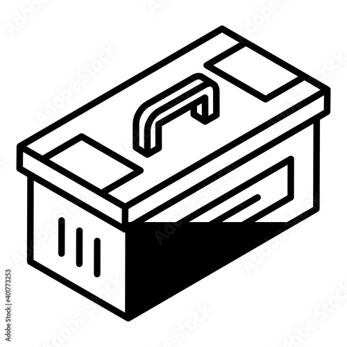 
Tools case icon in glyph isometric design
