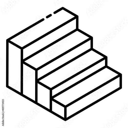
Steps of stairs, glyph isometric icon
