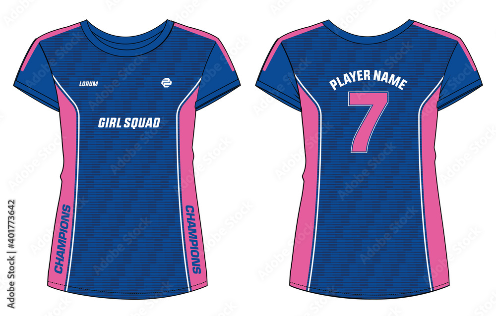 Women Sports Jersey Round Neck T-shirt Design Concept Illustration Suitable  For Girls And Ladies For Volleyball Jersey, Football, Badminton, Soccer,  Netball And Tennis, Sport Uniform Kit For Sports Royalty Free SVG, Cliparts