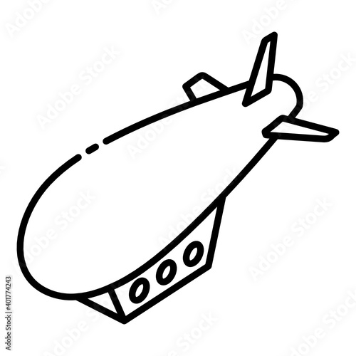 
Airship glyph isometric editable stroke, blimp vector concept 

