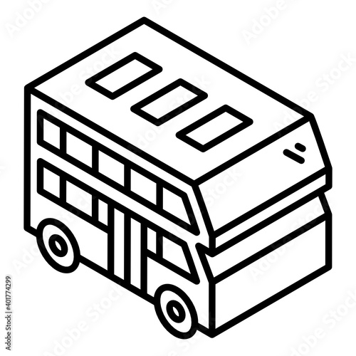 
A bus that has two storeys or decks, double decker icon design 
