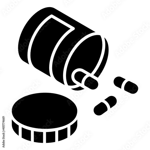 
Pills jar glyph isometric icon showing tablets 

