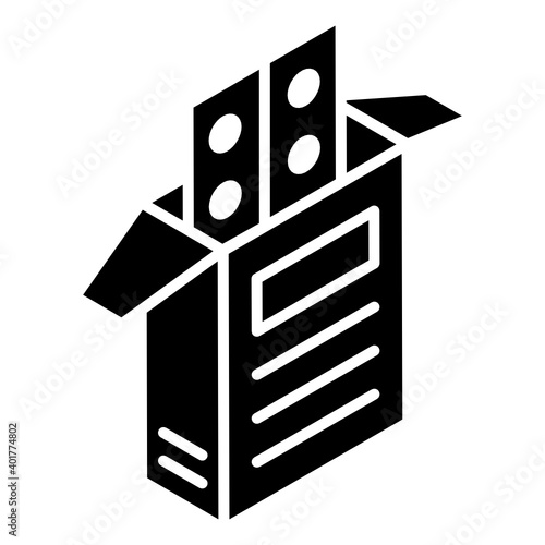 
Pills box glyph isometric icon 
