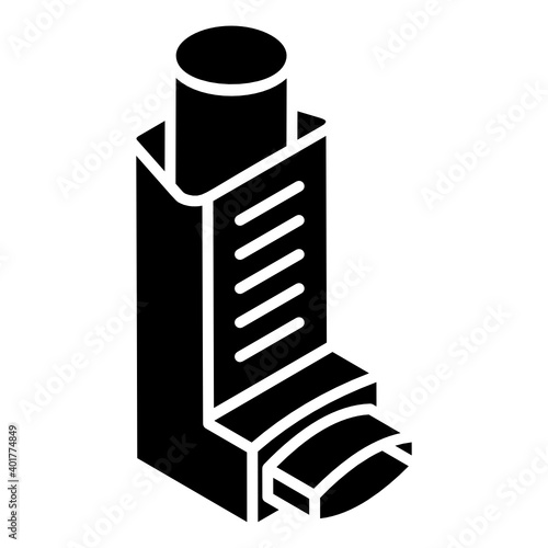 Asthma inhaler glyph isometric icon 