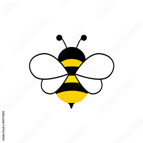 Cute bee character. Cartoon flying bee. Vector isolated on white