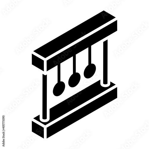 
Newton cradle glyph isometric icon 
