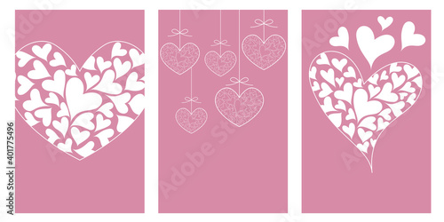 Valentine and Wedding concept. Decorative heart ornaments illustration. Heart illustration for Card, invitation and design. Vector illustration. ハートイラスト、ハートオーナメント、バレンタインカードデザイン、結婚、恋愛イラスト