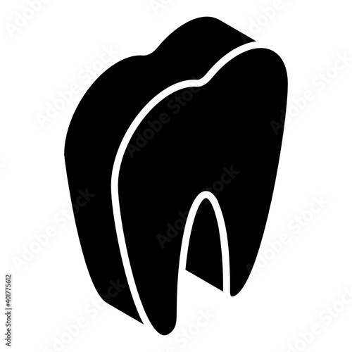 
Tooth in glyph isometric icon, outer teeth 
