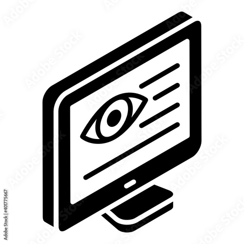 Optics test in glyph isometric customized icon 