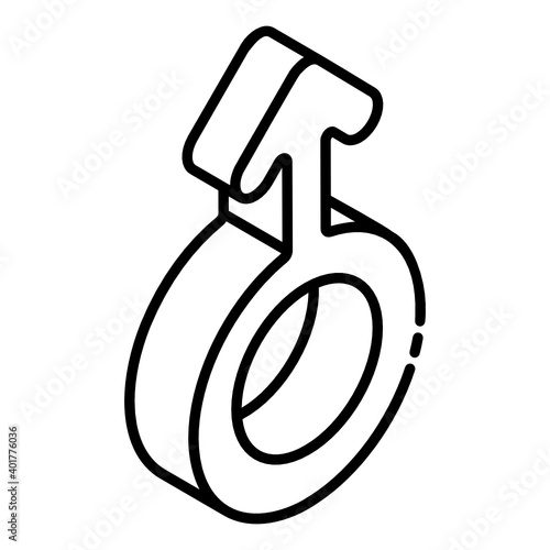 
Male gender glyph isometric icon 

