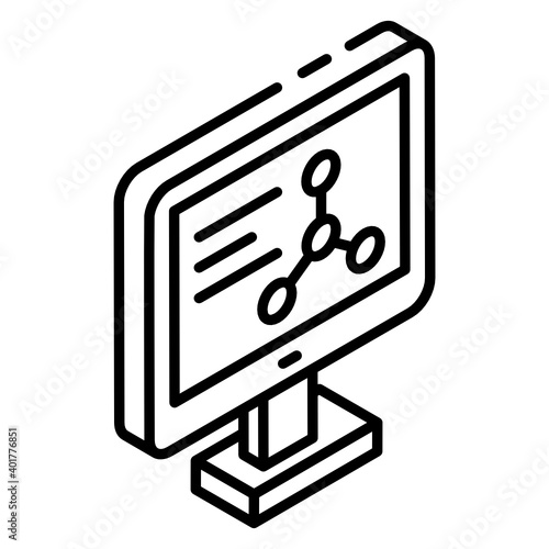  Computer molecule glyph isometric icon 