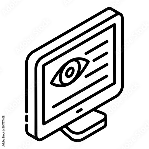 Optics test in glyph isometric customized icon 