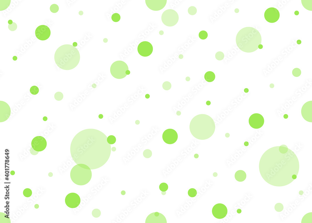 Seamless simple pattern from green circles on a white background for fashion prints, textiles, fabrics, bed linen, tablecloths, wrapping paper. 