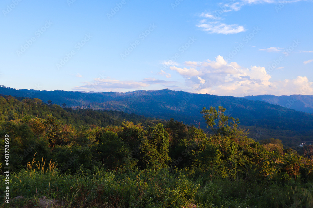 Beautiful mountainscape scenery and blue sky