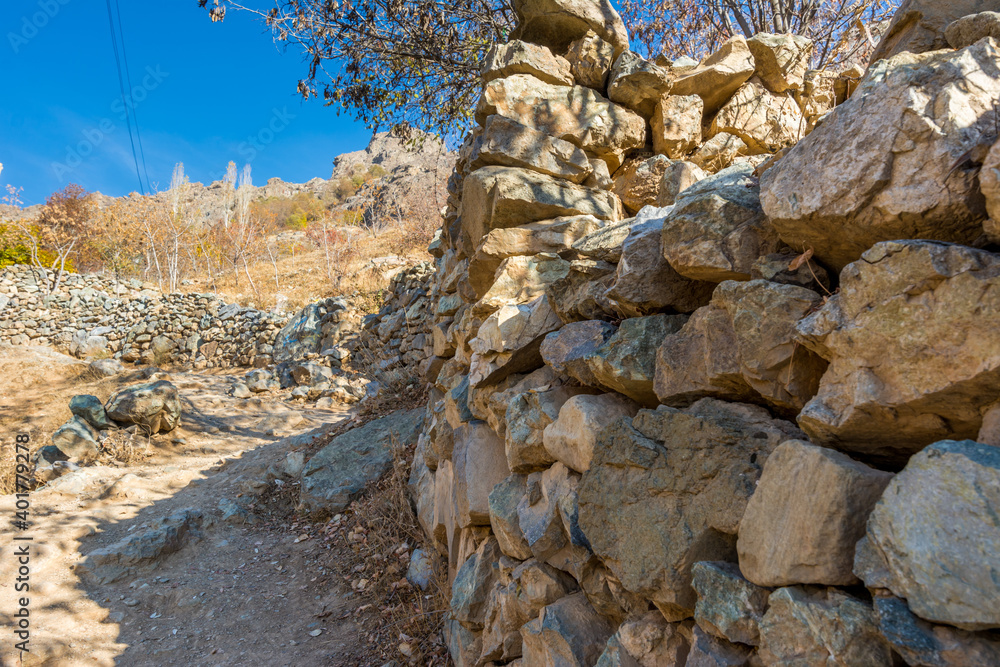 Golden leaves on tree in Darband valley in the morning in autumn in the Tochal mountain. A popular recreational region for Tehran's residents Golden leaves on tree in Darband valley in the morning in autumn in the Tochal mountain. A popular recreational region for Tehran's residents