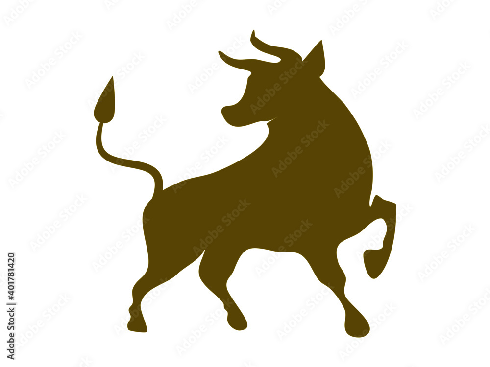 gold Zodiac cow isolated on white background. cow new year icon