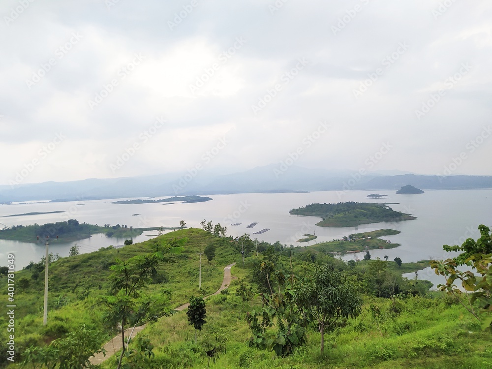 Beautiful scenery in the largest reservoir in Jatigede reservoir, this place is often visited by many tourists