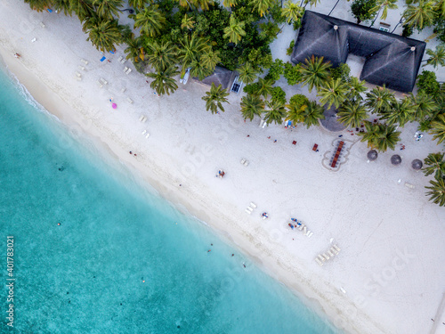 Maldive, aerial view of a spectacular beach