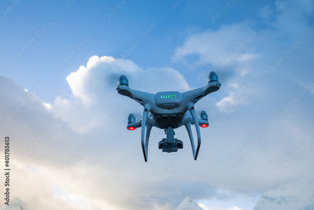 Flying drone taking picture of glacier lagoon in Tibet,China Flying drone taking picture of glacier lagoon in Tibet,China