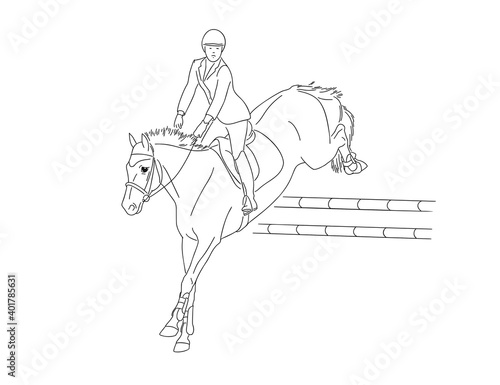 Equestrian sport, horse riding themed illustration