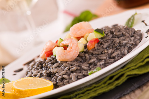 Squid ink risotto. 