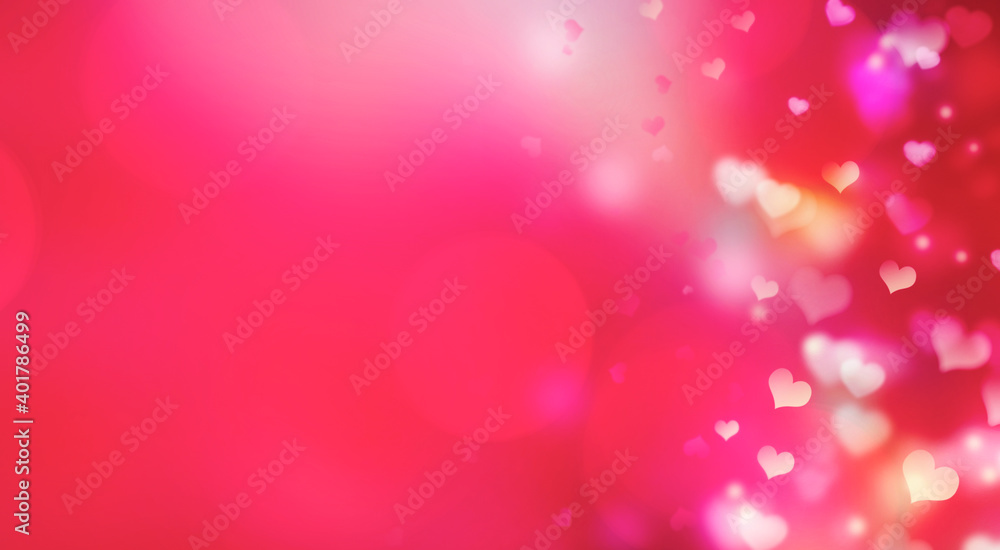 Valentines background,blurred hearts bokeh.Horizontal red abstract defocused banner. Valentines background,blurred hearts bokeh.Horizontal red abstract defocused banner.