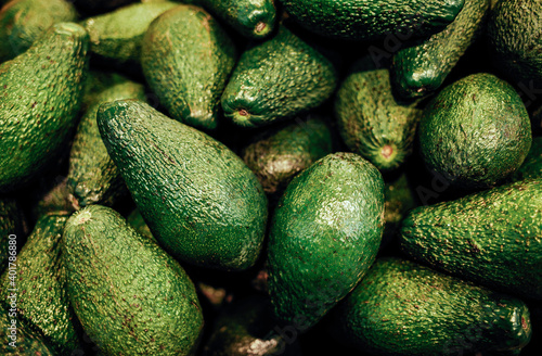 Green avocados in store