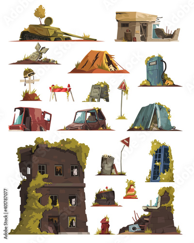 Post Apocalypse Cartoon Set