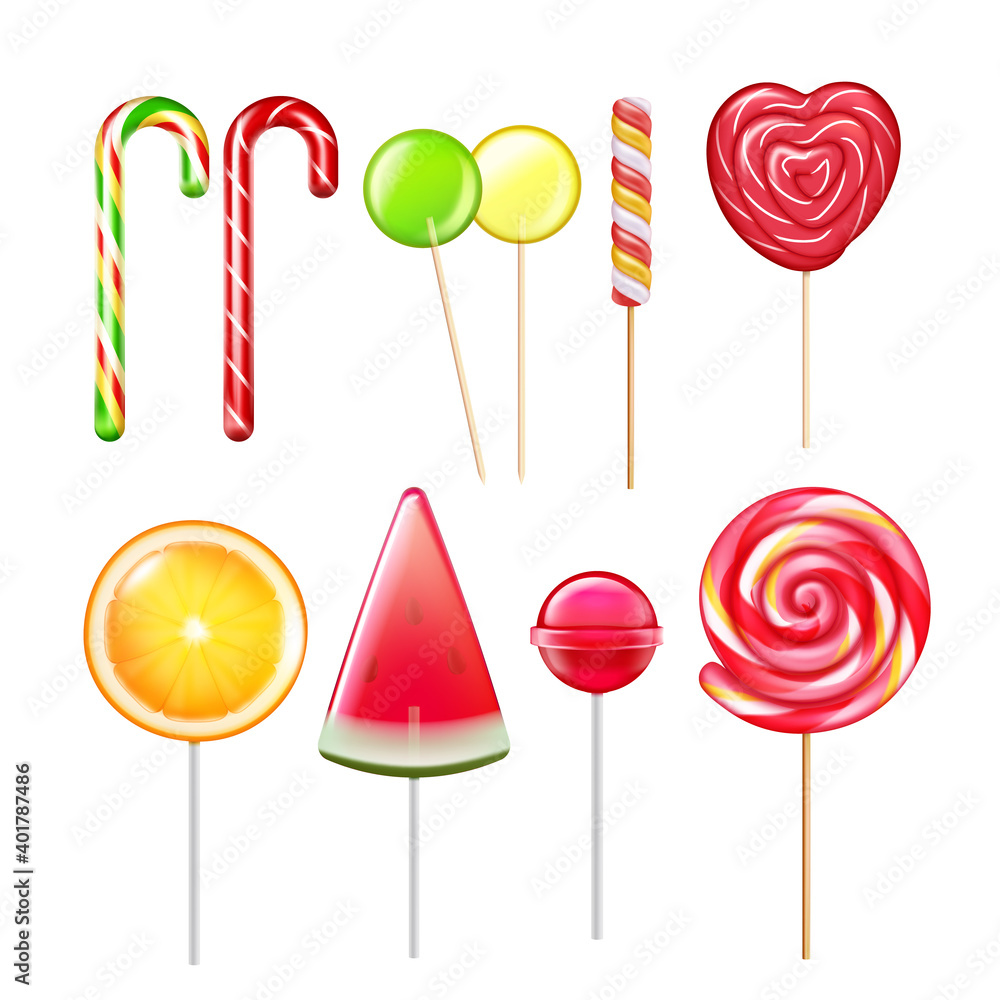 Candies Lollypops Realistic Set Candies Lollypops Realistic Set