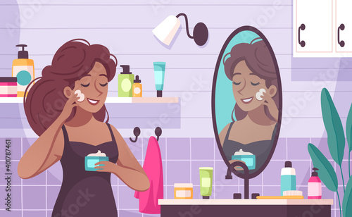 Skincare Cartoon Composition