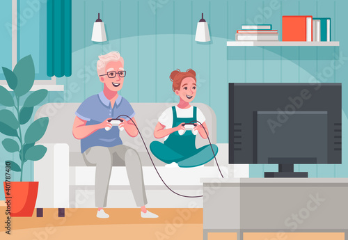 Elderly Senior Home Cartoon