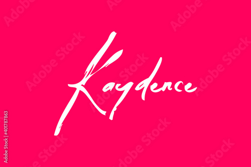 Kaydence-Female Name Beautiful Calligraphy White Color Text On Dork Pink Background
