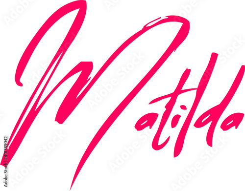 фотографія Matilda Female Name in Dork Pink Cursive Typography Text