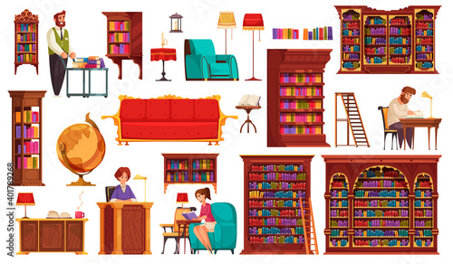 Old Library Interior Set