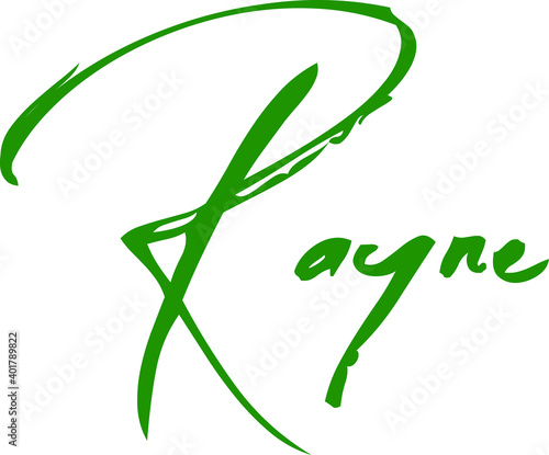 Rayne Female Name in Green Cursive Typography Text