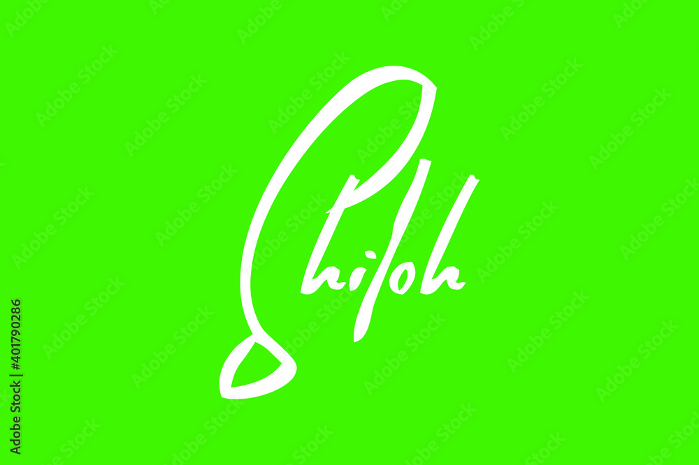 Shiloh Female Name Brush Calligraphy White Color Text On Green Background Shiloh Female Name Brush Calligraphy White Color Text On Green Background
