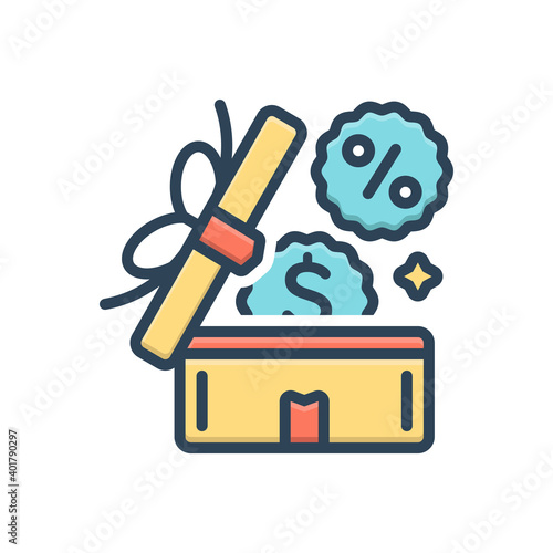 Color illustration icon for benefit