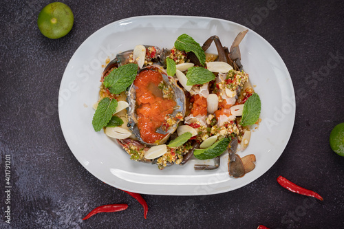 Pickled Crab Spicy Salad, Thai food spicy taste ready to eat 