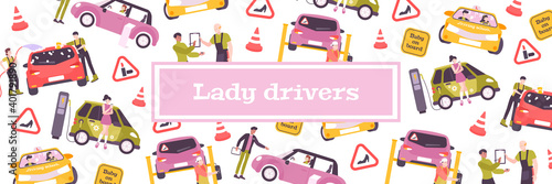 Lady Drivers Pattern Composition