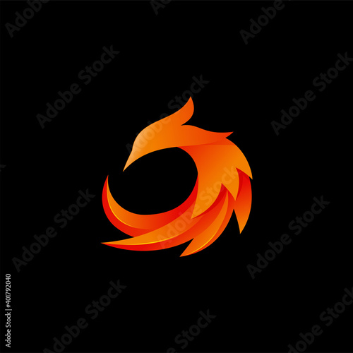 Phoenix flying fire bird vector abstract logo icon design template