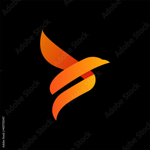 Phoenix flying fire bird vector abstract logo icon design template