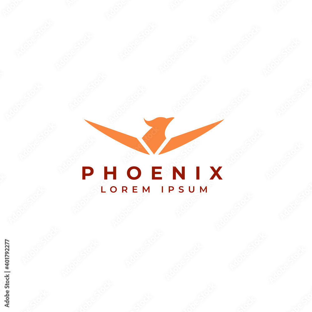 Phoenix flying fire bird vector abstract logo icon design template Phoenix flying fire bird vector abstract logo icon design template