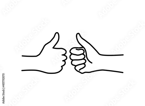 thumbs up and like icon vector. hand gestures from the outside and the inside view. right hand.