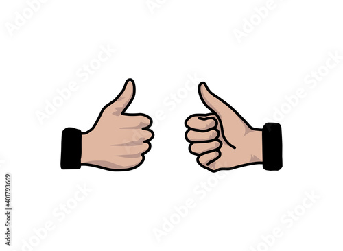 thumbs up and like icon vector. hand gestures from the outside and the inside view. right hand.