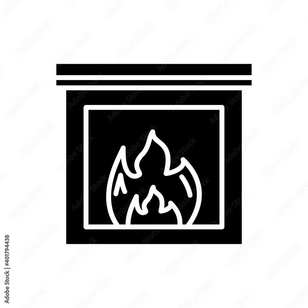 Fireplace icon glyph style vector Fireplace icon glyph style vector